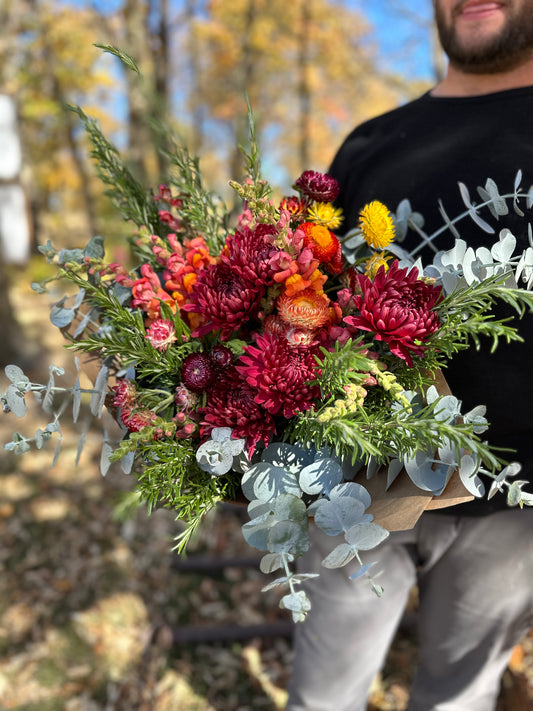 Harvest Bounty Wrapped Bouquet- Shipped