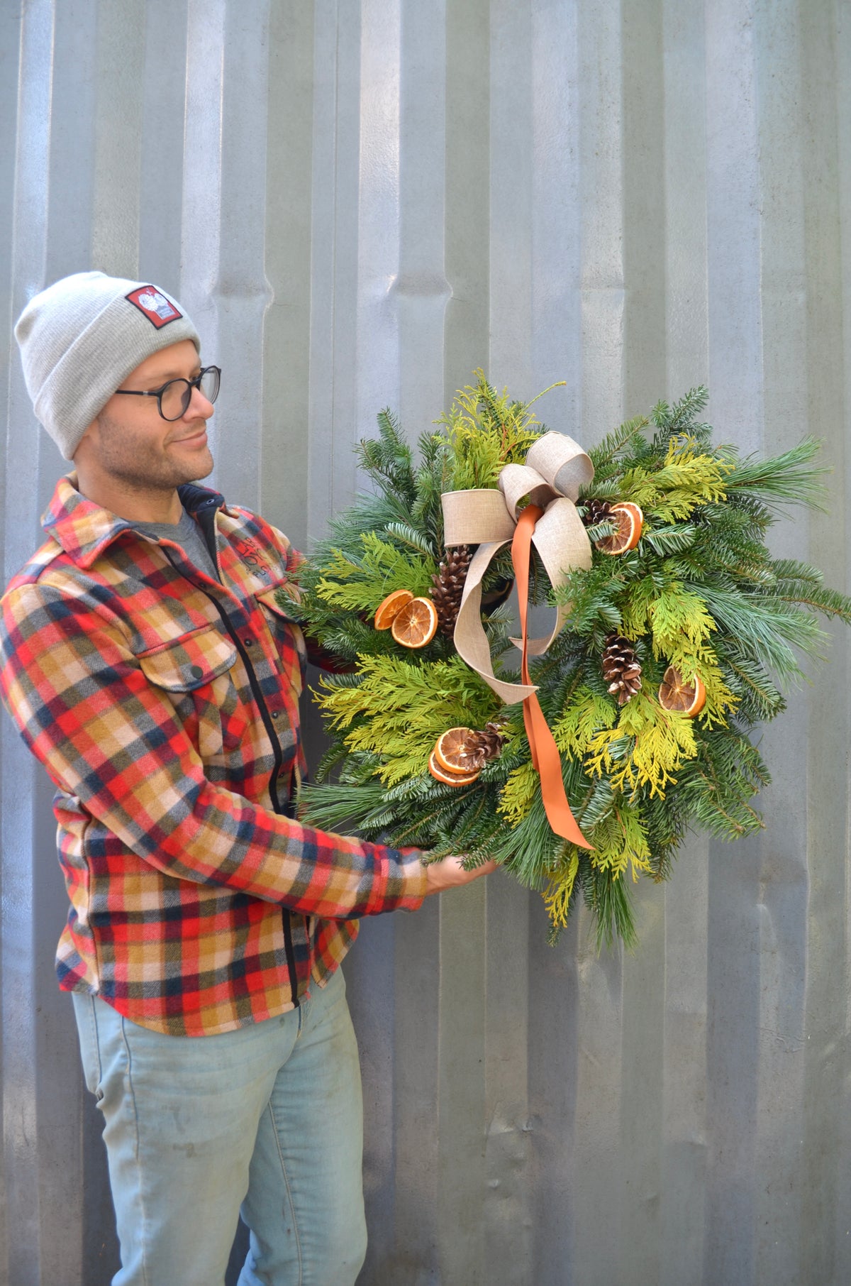 Shipped Wreath - Oranges + Pinecones